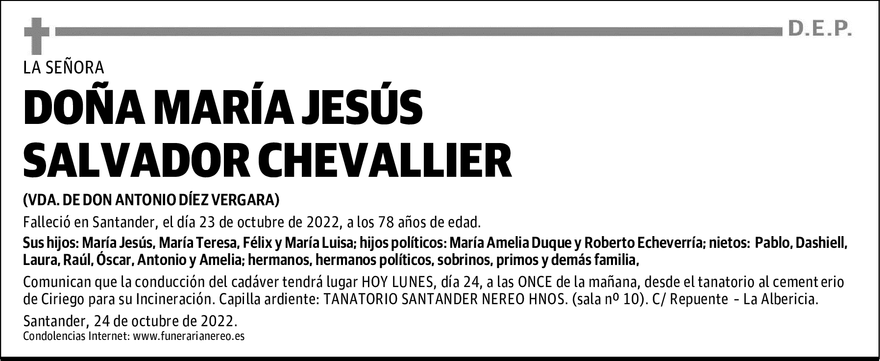 DOÑA MARÍA JESÚS SALVADOR CHEVALLIER