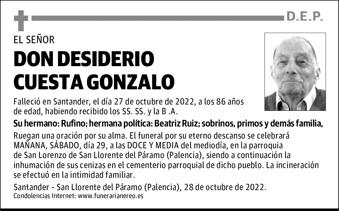 DON DESIDERIO CUESTA GONZALO