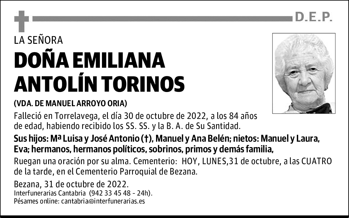 DOÑA EMILIANA ANTOLÍN TORINOS