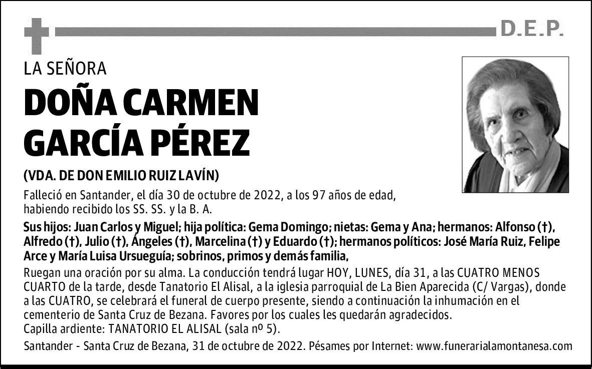 DOÑA CARMEN GARCÍA PÉREZ