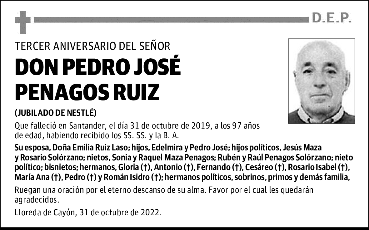 DON PEDRO JOSÉ PENAGOS RUIZ