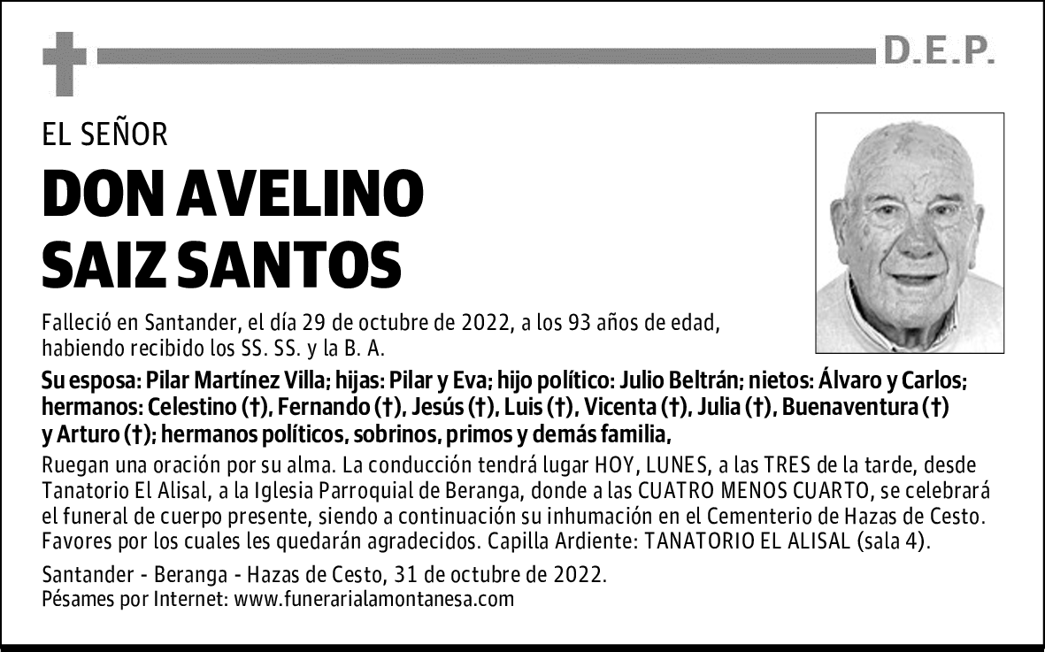DON AVELINO SAIZ SANTOS