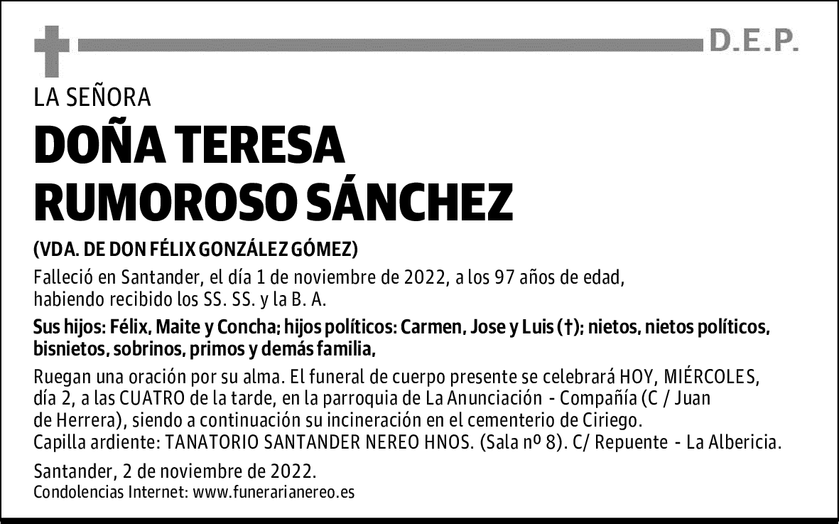 DOÑA TERESA RUMOROSO SÁNCHEZ