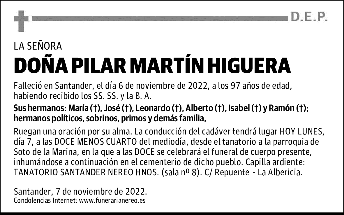 DOÑA PILAR MARTÍN HIGUERA