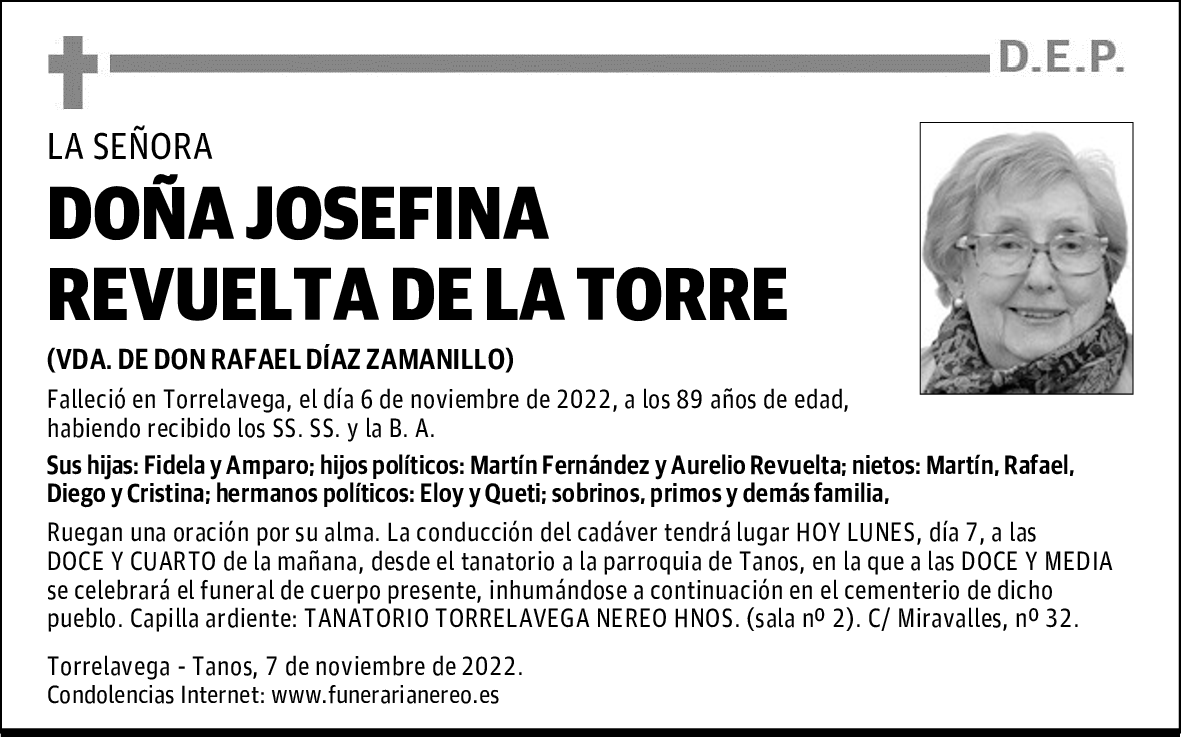DOÑA JOSEFINA REVUELTA DE LA TORRE