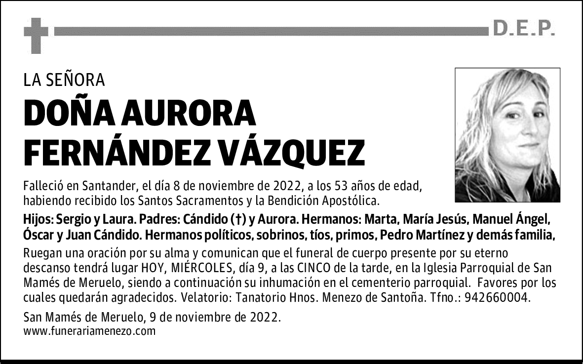 DOÑA AURORA FERNÁNDEZ VÁZQUEZ