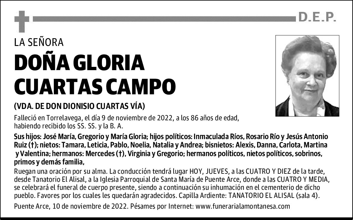 DOÑA GLORIA CUARTAS CAMPO