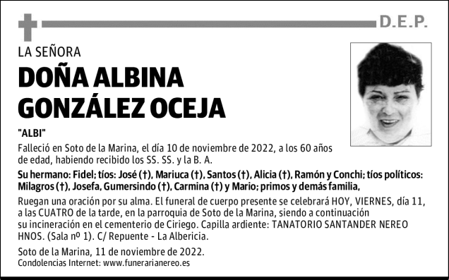 DOÑA ALBINA GONZÁLEZ OCEJA