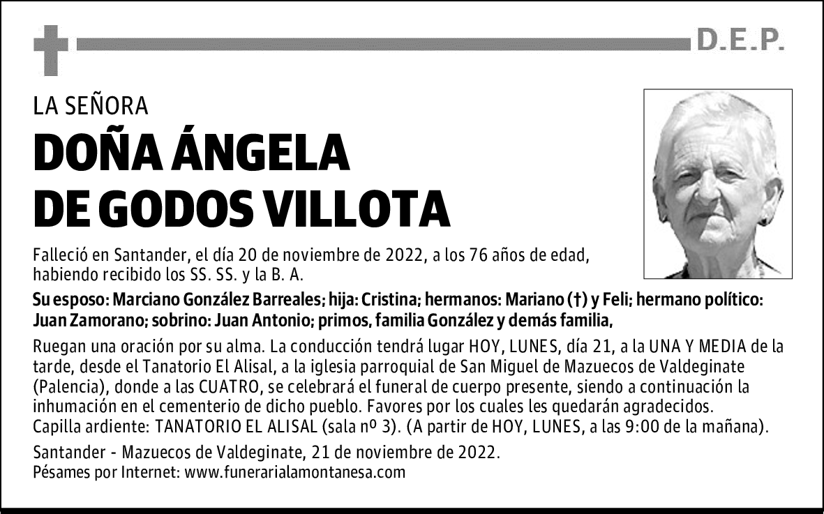 DOÑA ÁNGELA DE GODOS VILLOTA