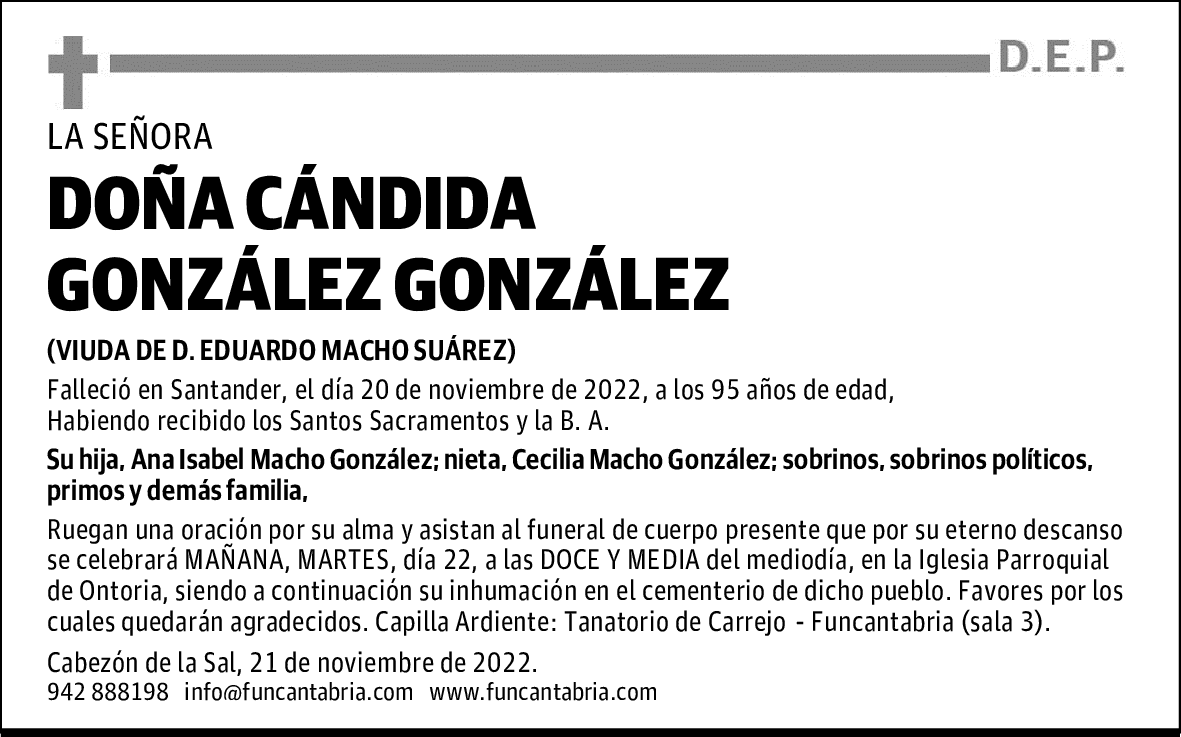 DOÑA CÁNDIDA GONZÁLEZ GONZÁLEZ