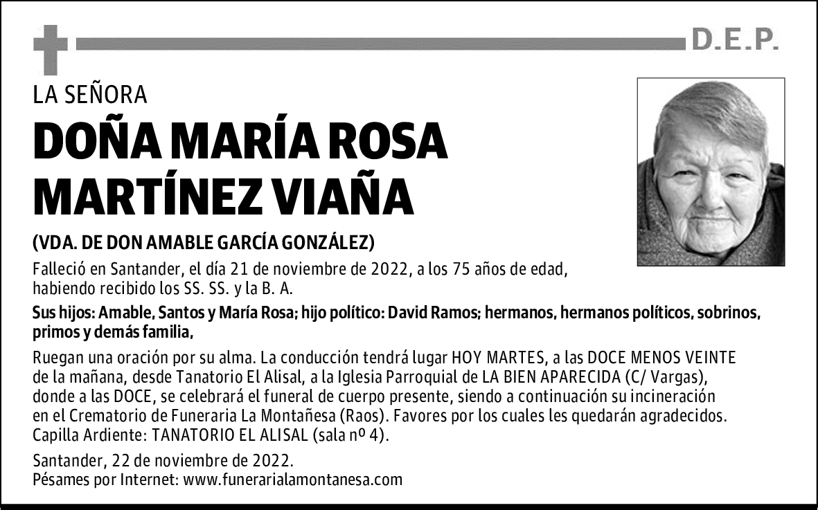 DOÑA MARÍA ROSA MARTÍNEZ VIAÑA