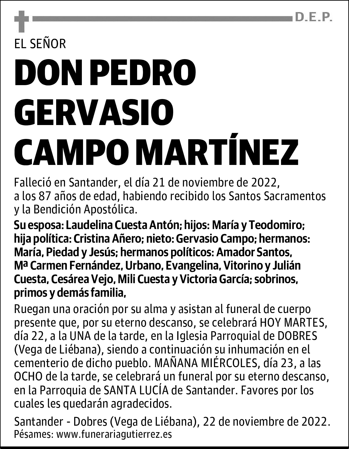 DON PEDRO GERVASIO CAMPO MARTÍNEZ