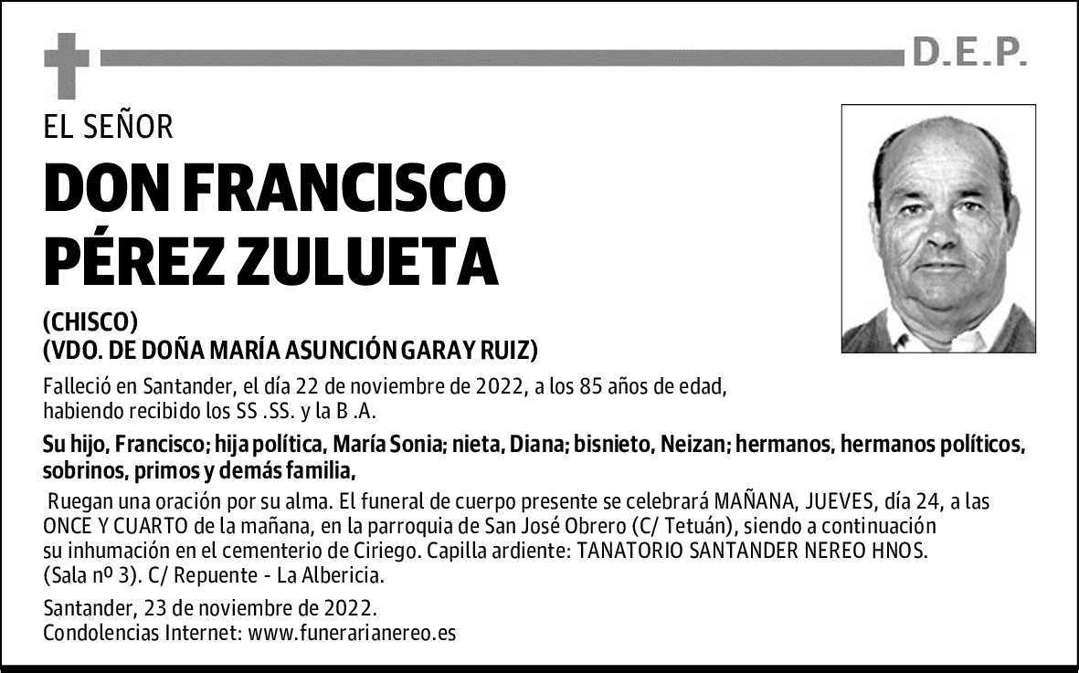 DON FRANCISCO PÉREZ ZULUETA
