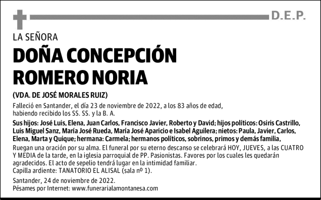 DOÑA CONCEPCIÓN ROMERO NORIA