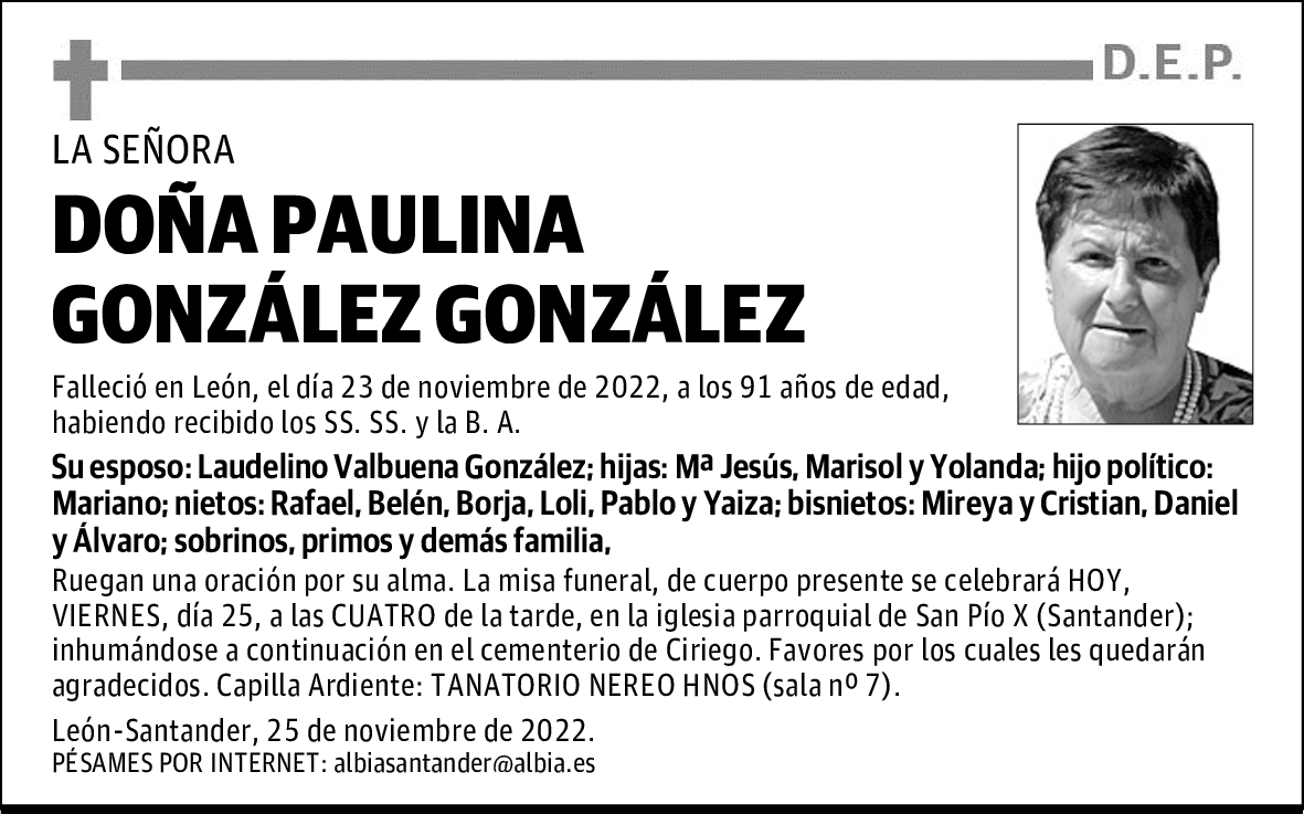 DOÑA PAULINA GONZÁLEZ GONZÁLEZ