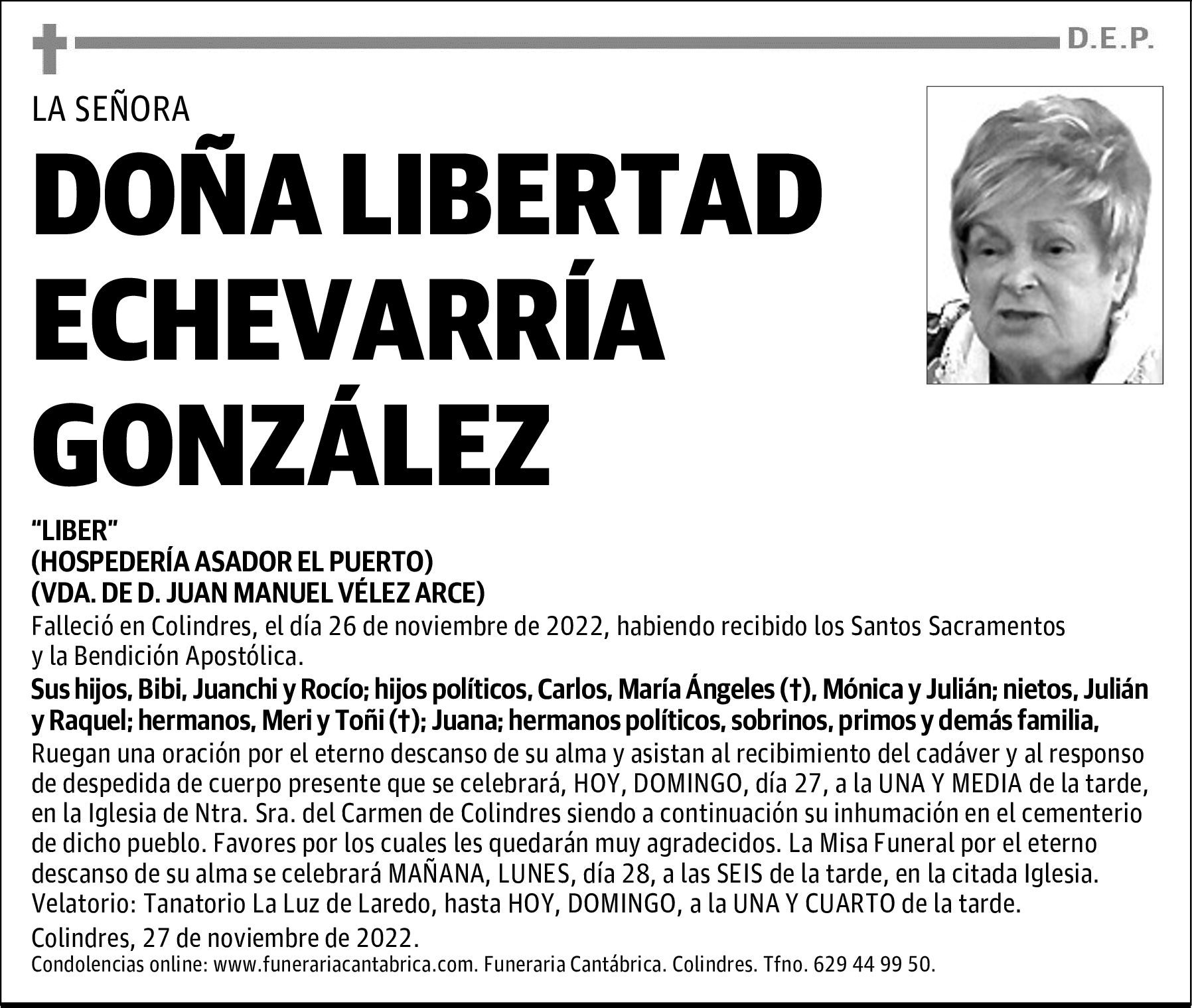 DOÑA LIBERTAD ECHEVARRÍA GONZÁLEZ