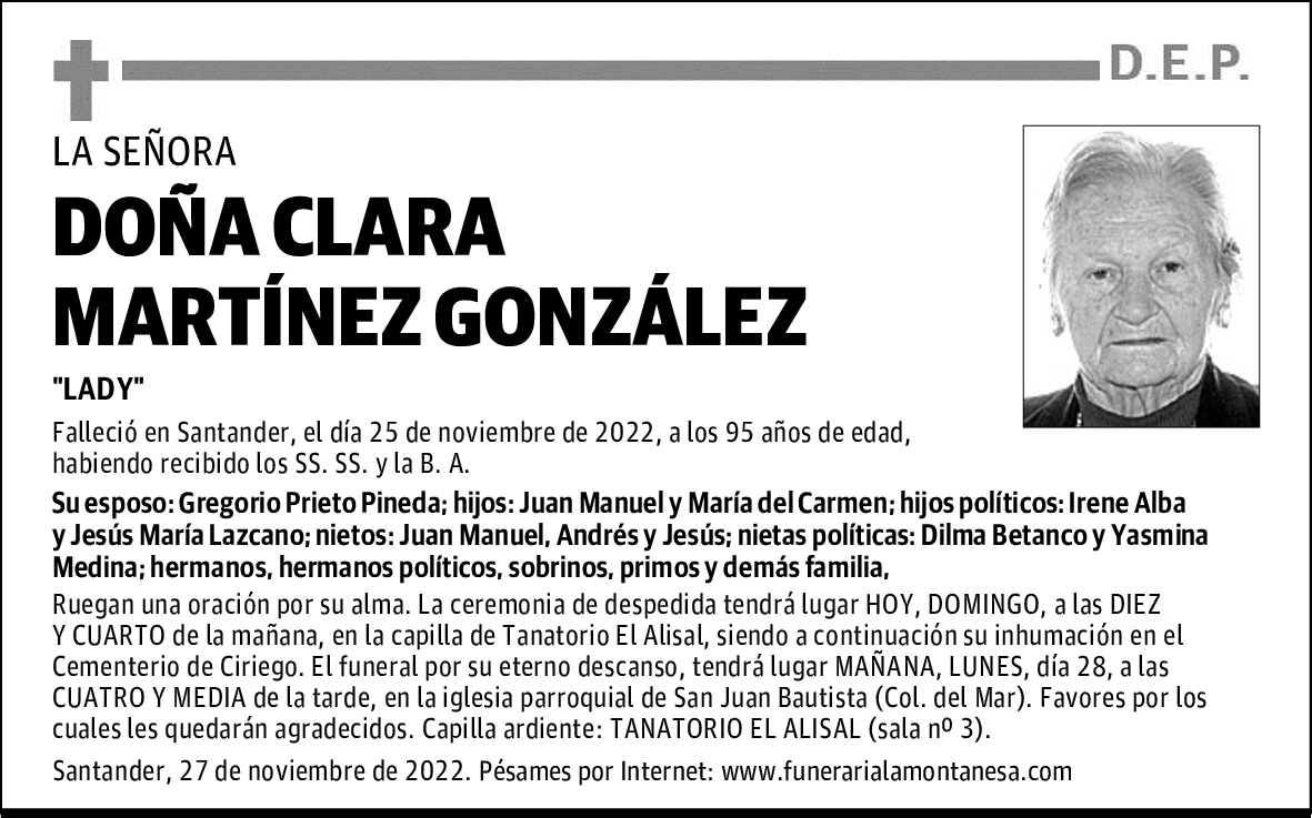 DOÑA CLARA MARTÍNEZ GONZÁLEZ
