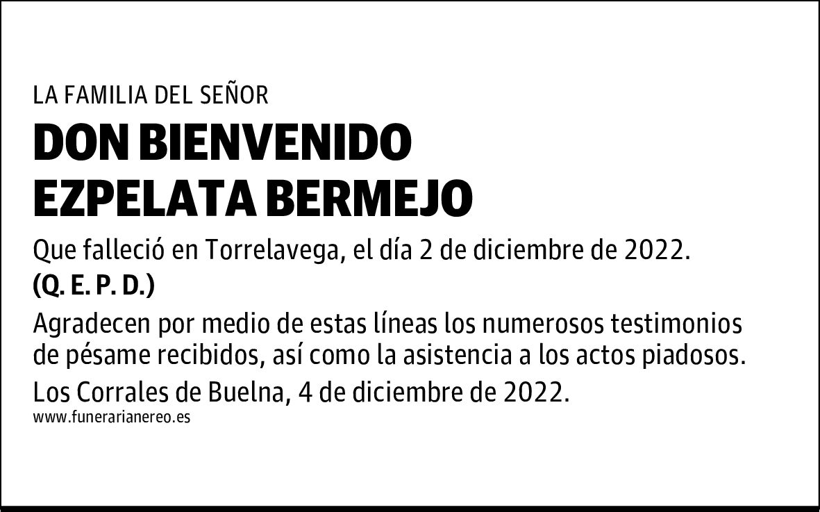 DON BIENVENIDO EZPELATA BERMEJO