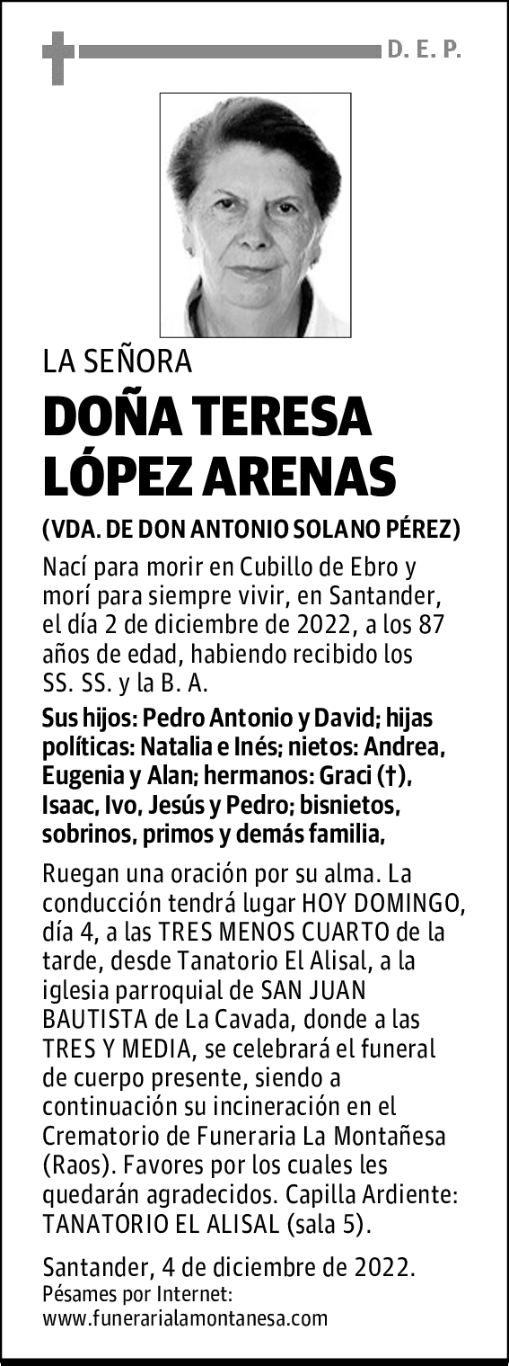 DOÑA TERESA LÓPEZ ARENAS