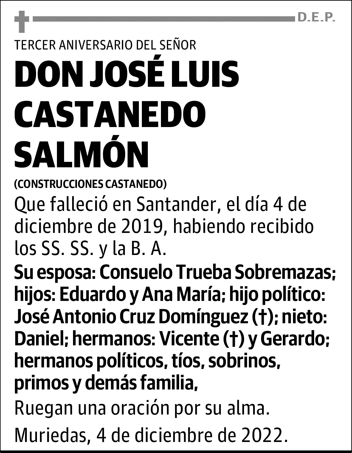 DON JOSÉ LUIS CASTANEDO SALMÓN