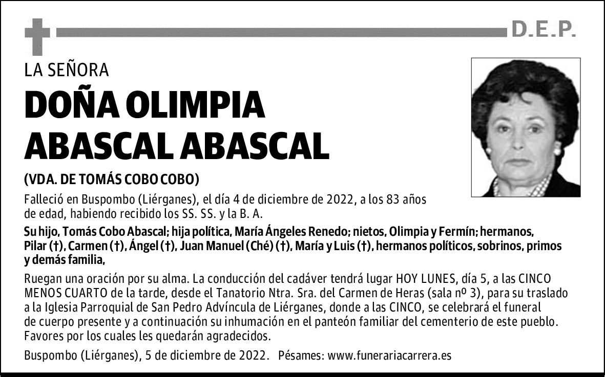 DOÑA OLIMPIA ABASCAL ABASCAL
