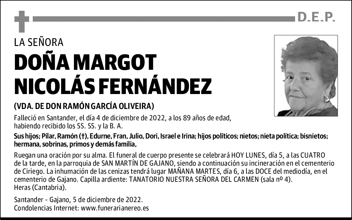 DOÑA MARGOT NICOLÁS FERNÁNDEZ