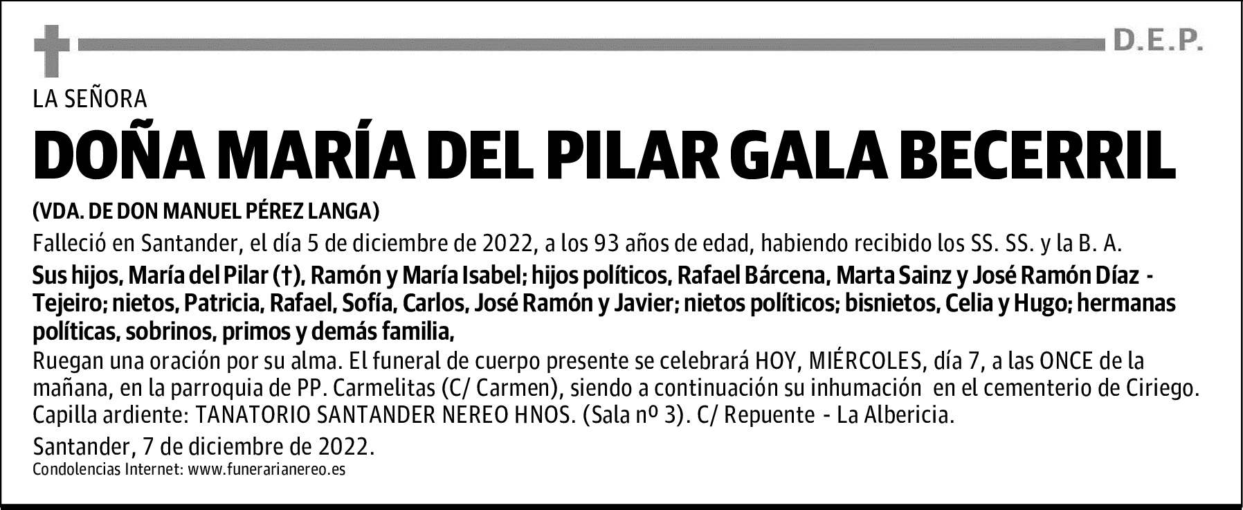 DOÑA MARIA DEL PILAR GALA BECERRIL
