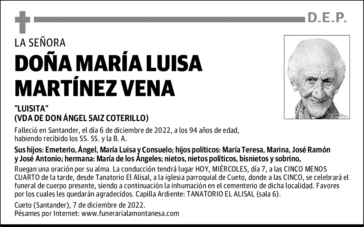 DOÑA MARÍA LUISA MARTÍNEZ VENA