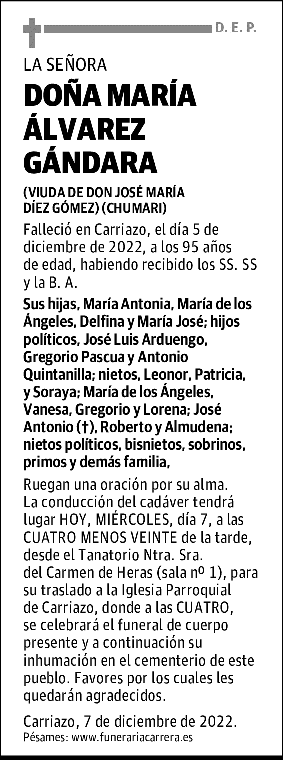 DOÑA MARÍA ÁLVAREZ GÁNDARA