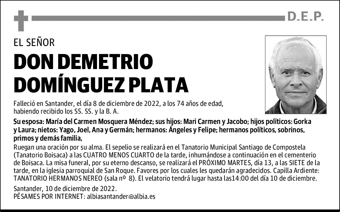 DON DEMETRIO DOMÍNGUEZ PLATA