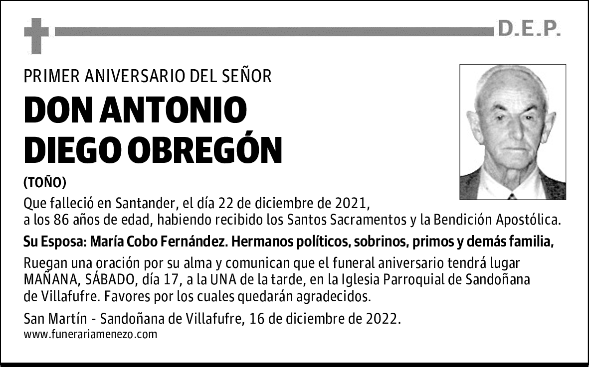 DON ANTONIO DIEGO OBREGÓN