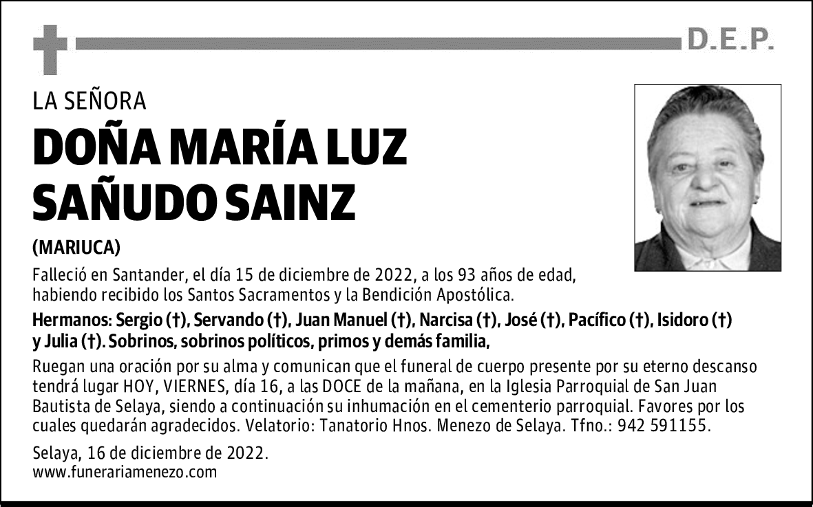 DOÑA MARÍA LUZ SAÑUDO SAINZ