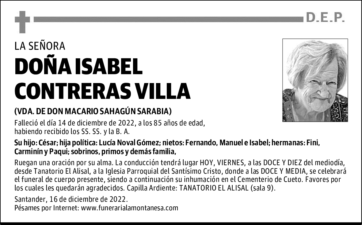 DOÑA ISABEL CONTRERAS VILLA