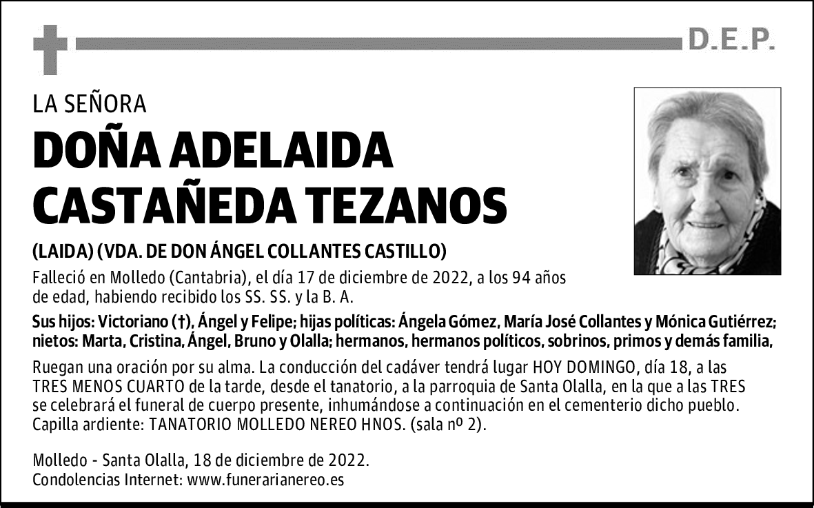 DOÑA ADELAIDA CASTAÑEDA TEZANOS
