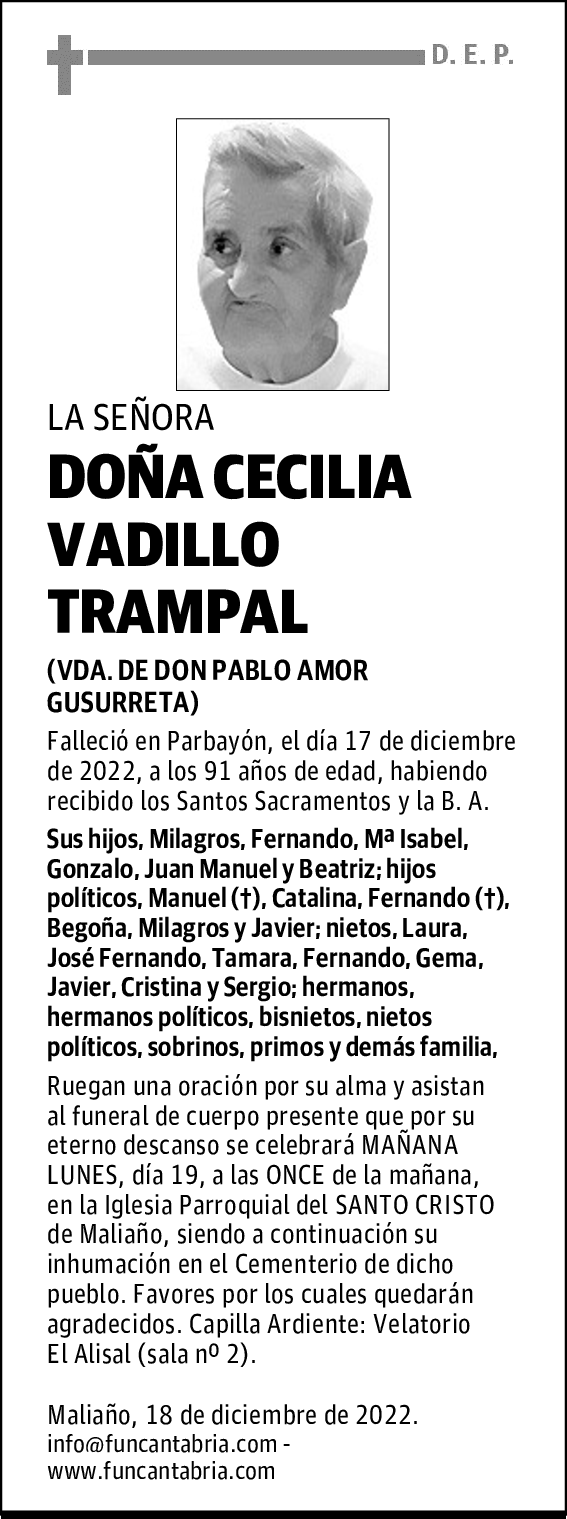 DOÑA CECILIA VADILLO TRAMPAL