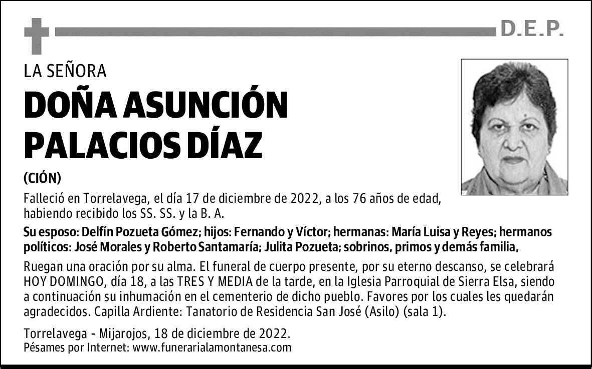 DOÑA ASUNCIÓN PALACIOS DÍAZ