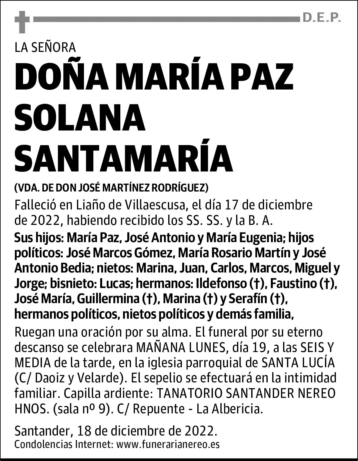 DOÑA MARÍA PAZ SOLANA SANTAMARÍA