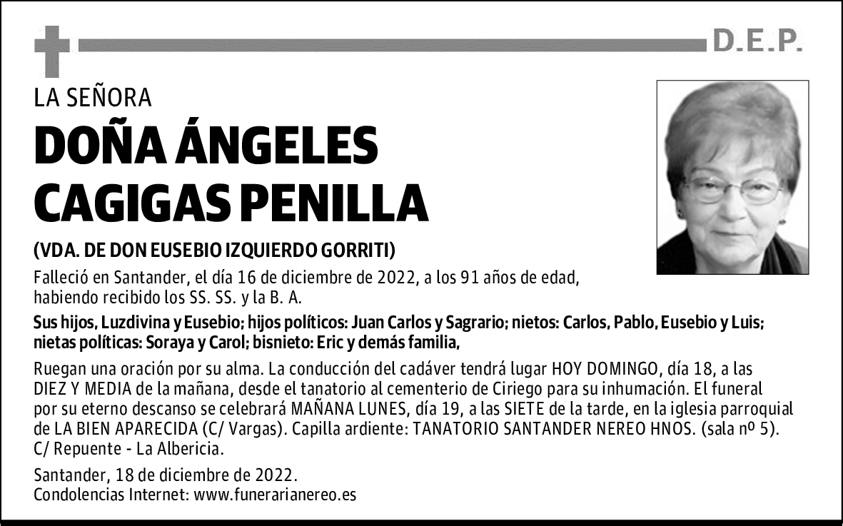 DOÑA ÁNGELES CAGIGAS PENILLA
