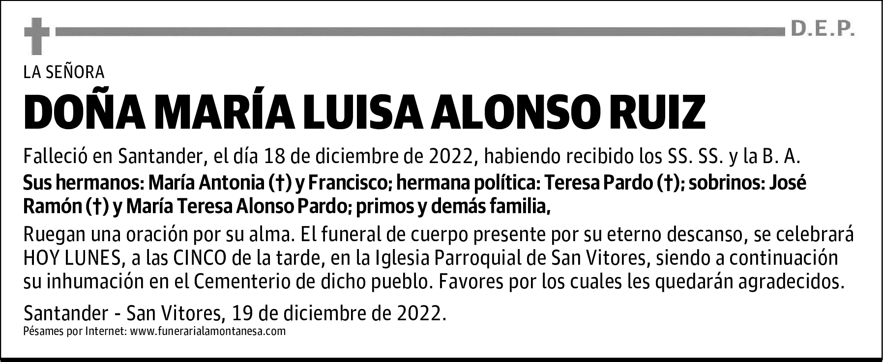 DOÑA MARÍA LUISA ALONSO RUIZ