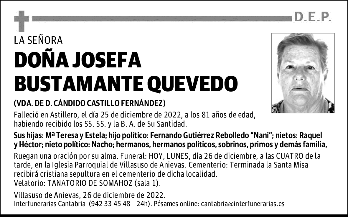 DOÑA JOSEFA BUSTAMANTE QUEVEDO