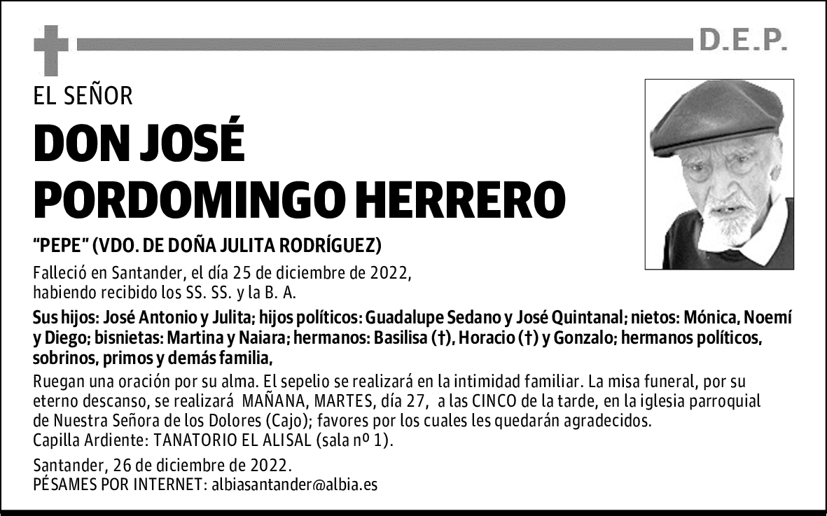 DON JOSÉ PORDOMINGO HERRERO