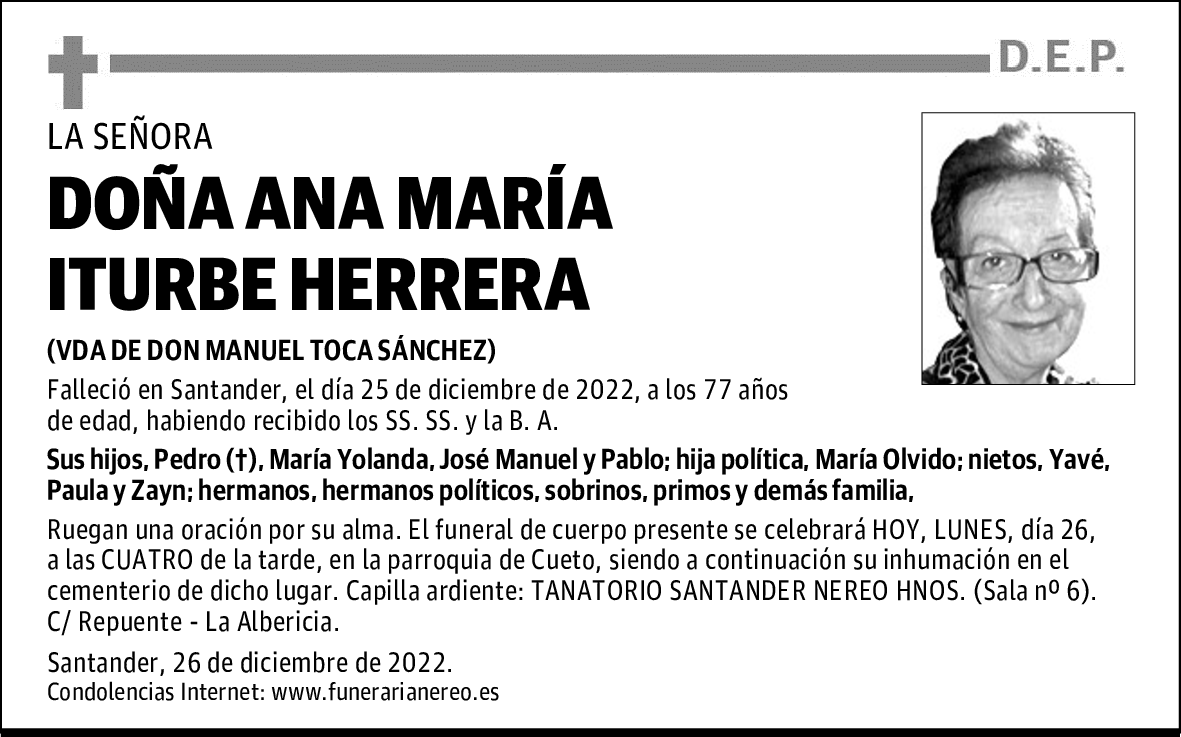 DOÑA ANA MARÍA ITURBE HERRERA