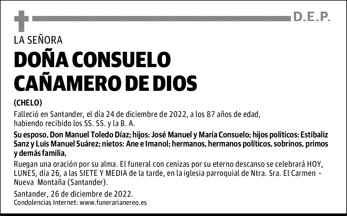 DOÑA CONSUELO CAÑAMERO DE DIOS