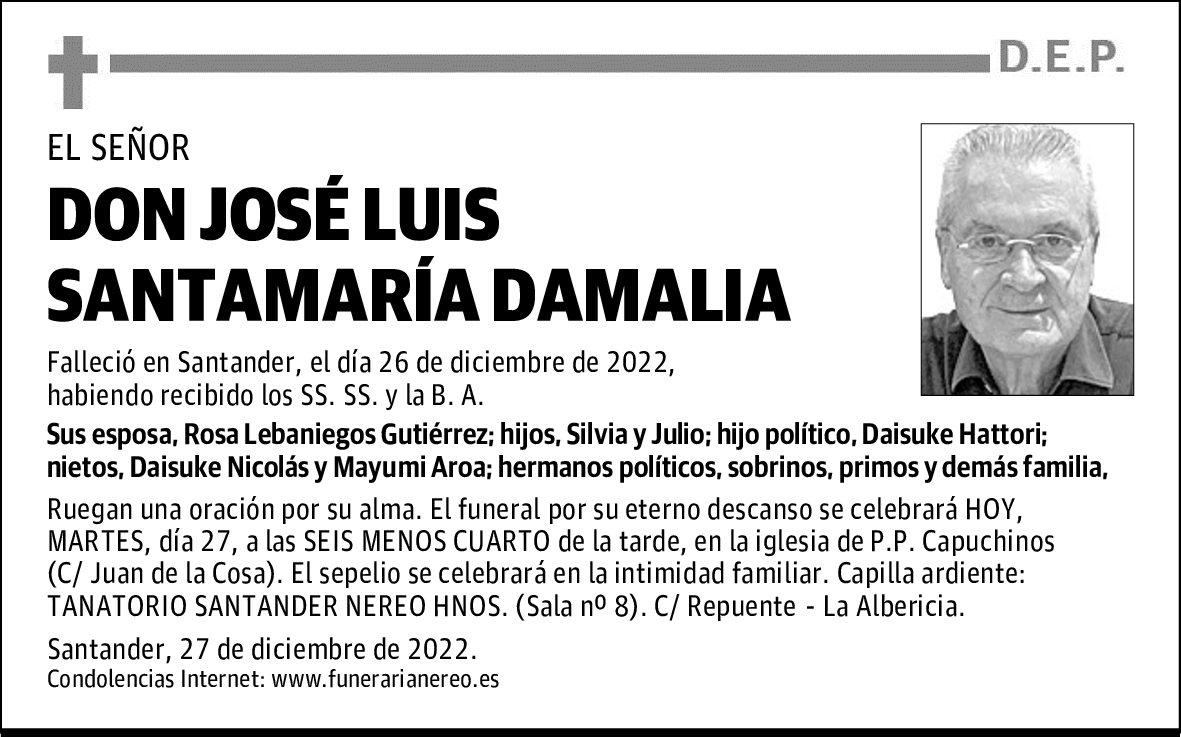 DON JOSÉ LUIS SANTAMARÍA DAMALIA