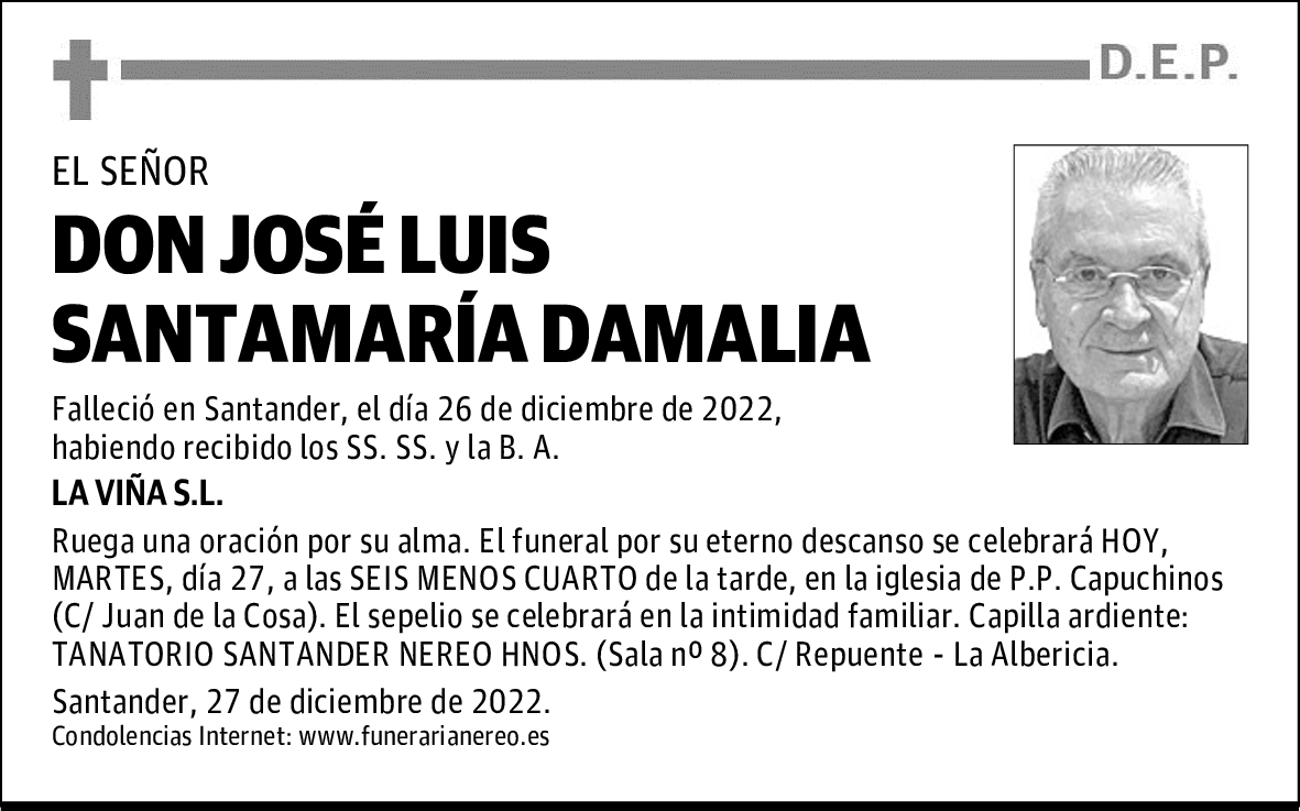 DON JOSÉ LUIS SANTAMARÍA DAMALIA