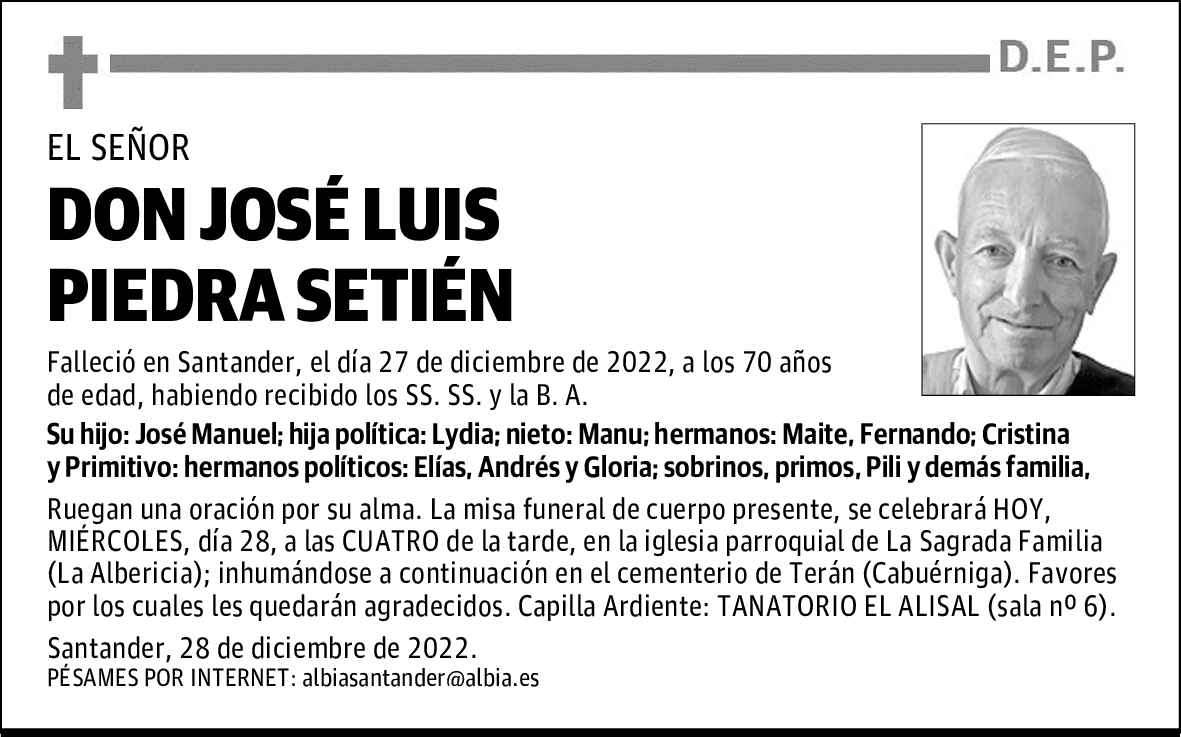 DON JOSÉ LUIS PIEDRA SETIÉN