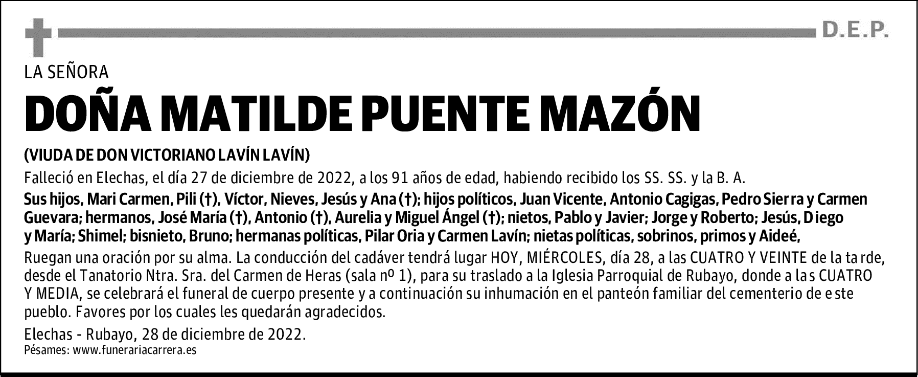 DOÑA MATILDE PUENTE MAZÓN