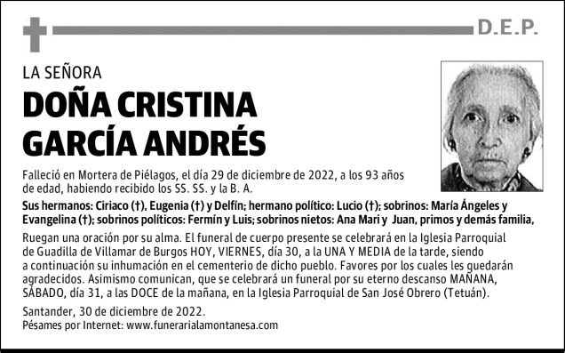 DOÑA CRISTINA GARCÍA ANDRÉS