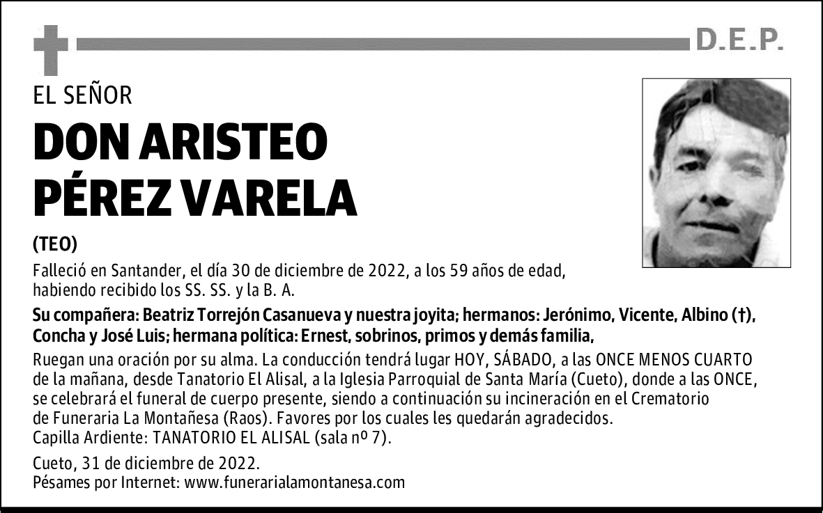 DON ARISTEO PÉREZ VARELA