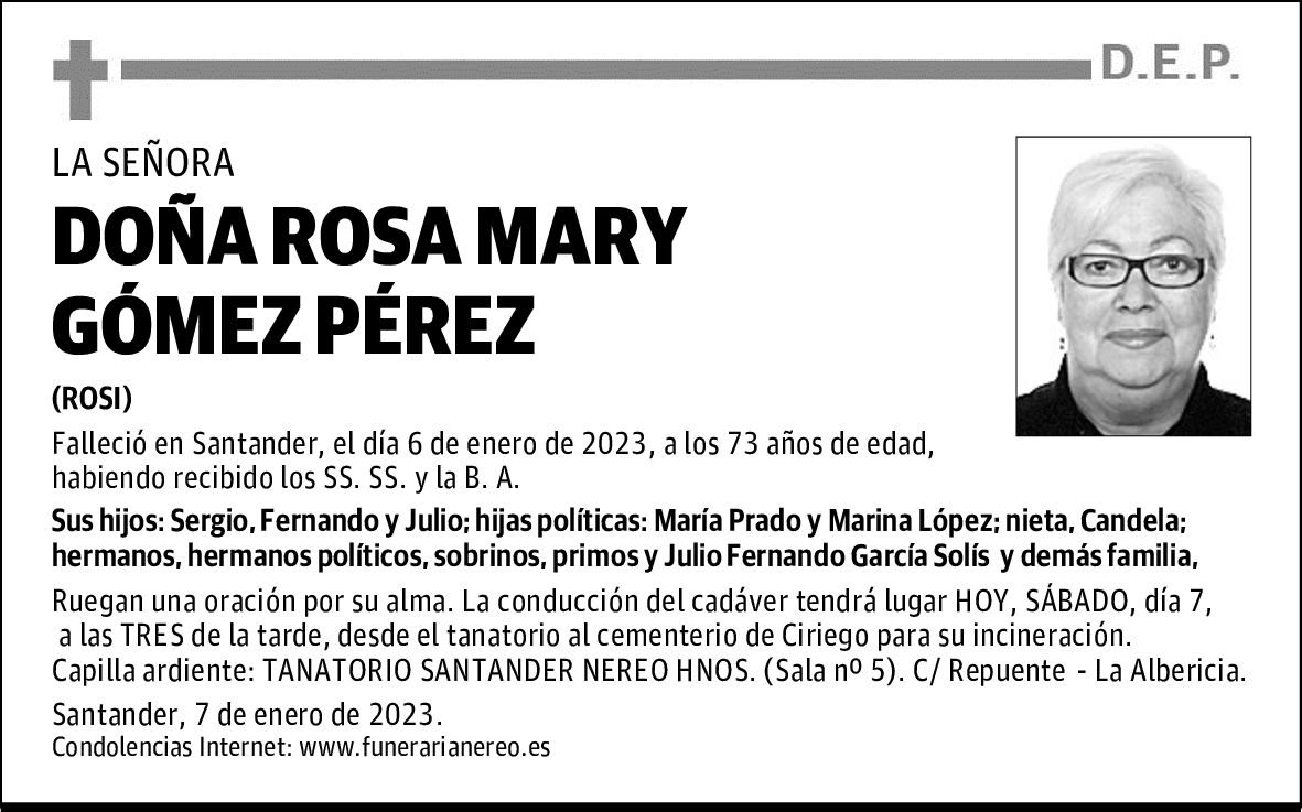DOÑA ROSA MARY GÓMEZ PÉREZ